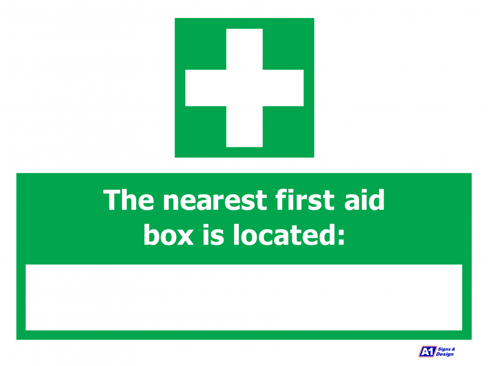 Nearest First Aid Box Nearest First Aid Box Nearest First Aid Box Sign 600x450mm Fluted Board ...