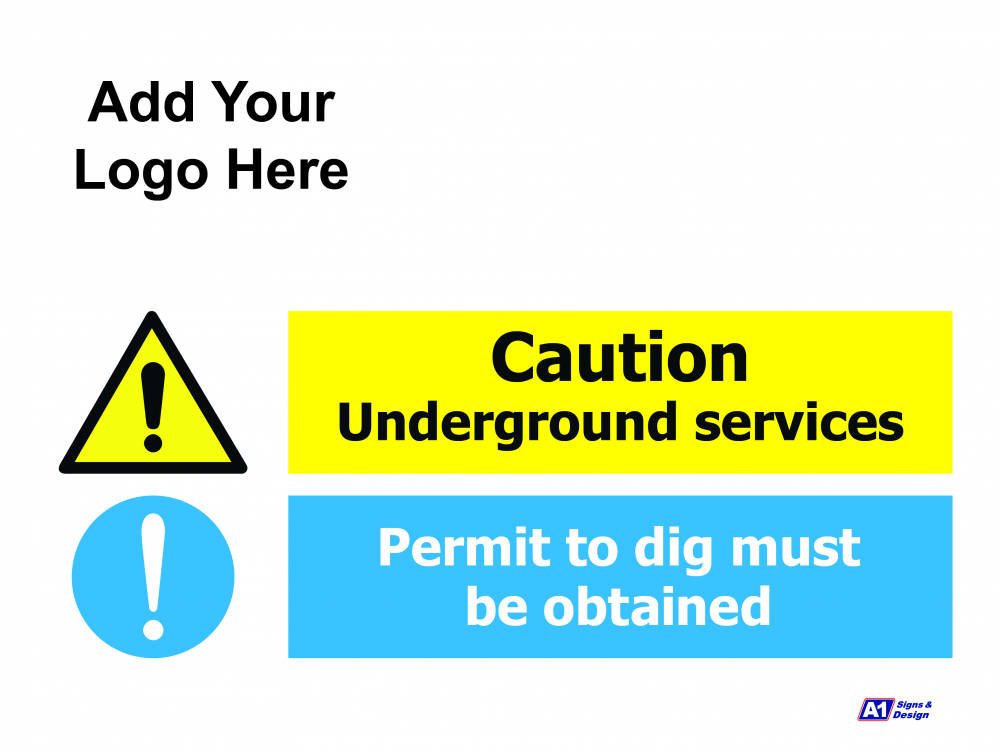 Permit Dig Sign Caution Underground Caution Underground ; Permit Dig Double Sign ...